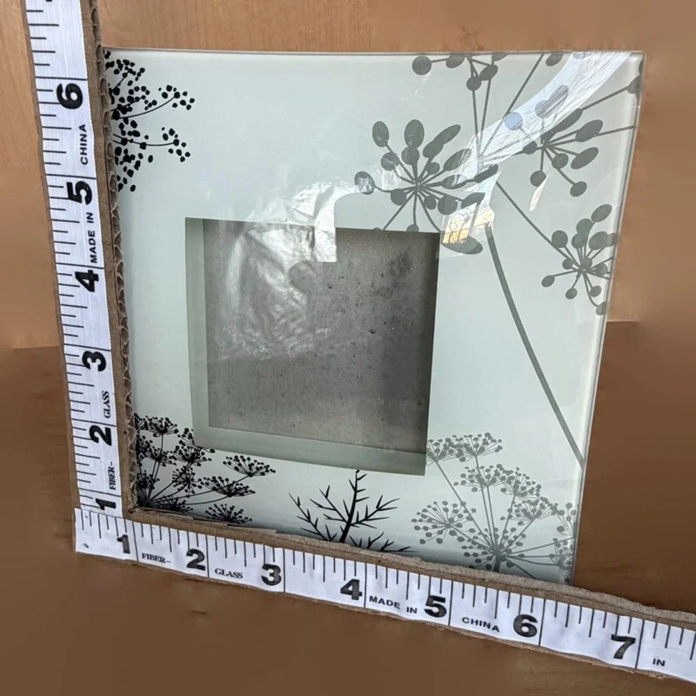 Glass Floral Black White Grey Square Picture Frame